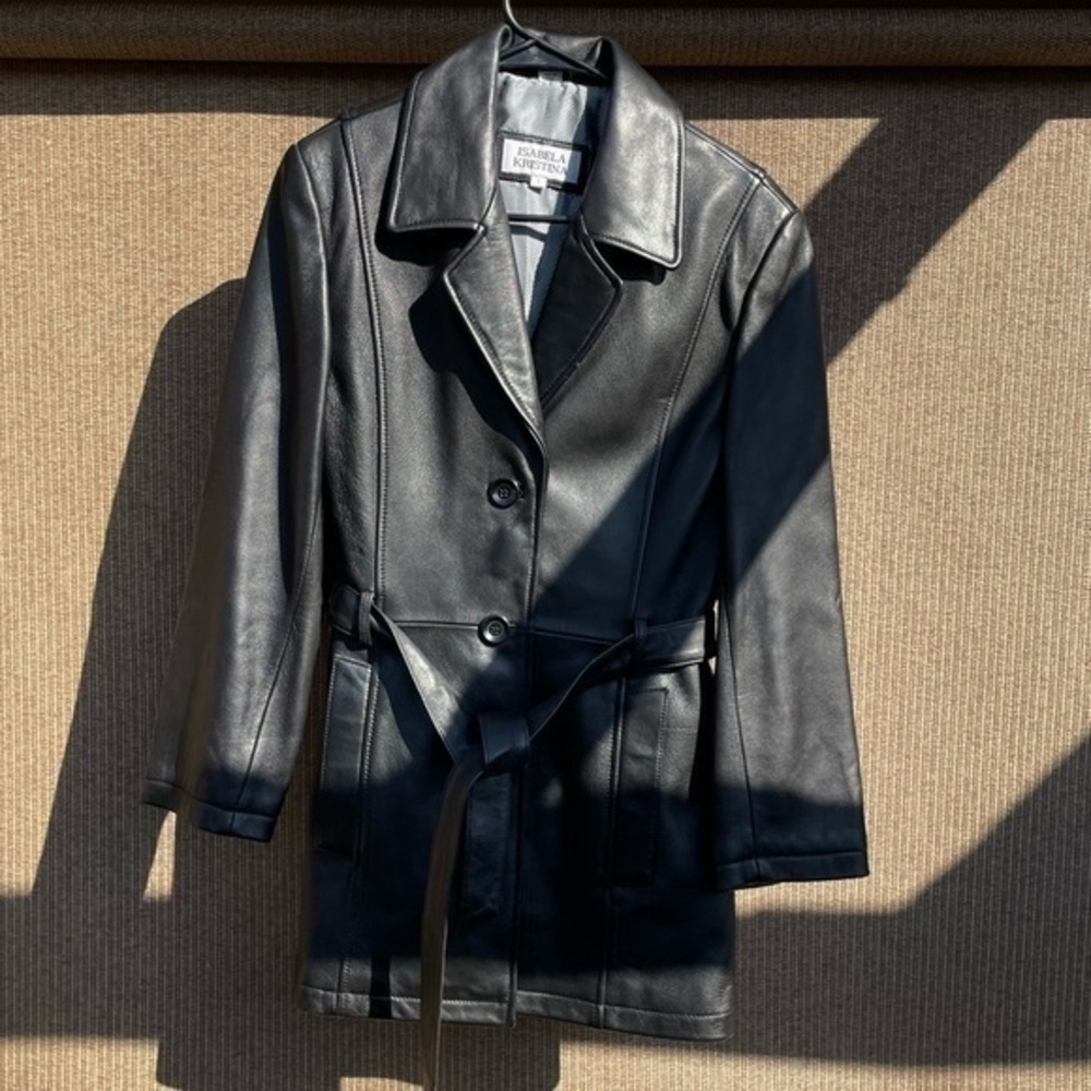 Isabela Kristina black leather jacket coat size S